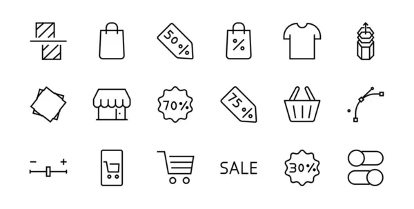 Black Friday Icon Set Contient Des Rabais Promotions Shopping Package — Image vectorielle