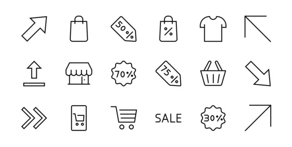 Cyber Monday Icon Set Contiene Paquetes Descuento Promociones Carrito Compras — Vector de stock