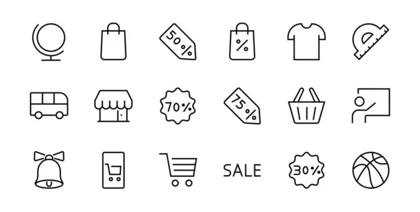 Cyber Monday Icon Set Conține Pachete Discount Promoții Coș Cumpărături — Vector de stoc