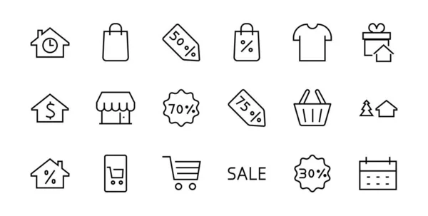 Black Friday Icon Set Enthält Rabatte Promotions Shopping Package Warenkorb — Stockvektor