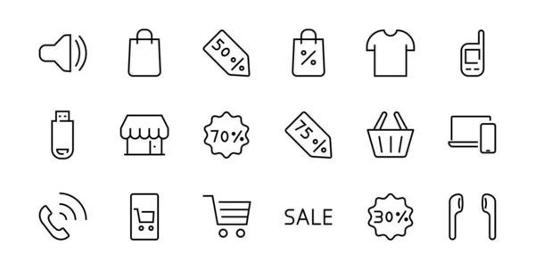 Black Friday Icon Set Contiene Sconti Promozioni Pacchetto Shopping Carrello — Vettoriale Stock