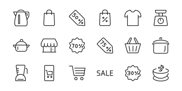 Black Friday Icon Set Contiene Sconti Promozioni Pacchetto Shopping Carrello — Vettoriale Stock