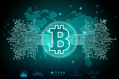 Bitcoin yüksek teknoloji cryptocurrency dijital para ile şifreleme teknikleri finansal arka plan üzerinde