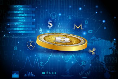 Bitcoin yüksek teknoloji cryptocurrency dijital para ile şifreleme teknikleri finansal arka plan üzerinde