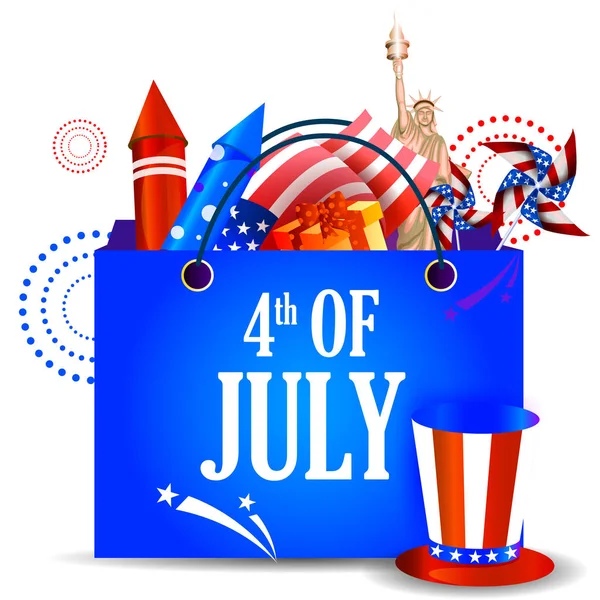 4th July, Independence day of America — Stock Vector