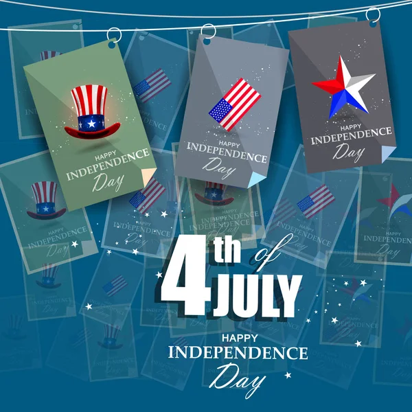4 luglio Independence Day of America sfondo — Vettoriale Stock