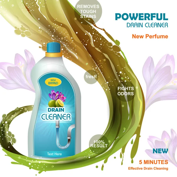 Reclame banner van blok en vuil remover Drain Cleaner — Stockvector