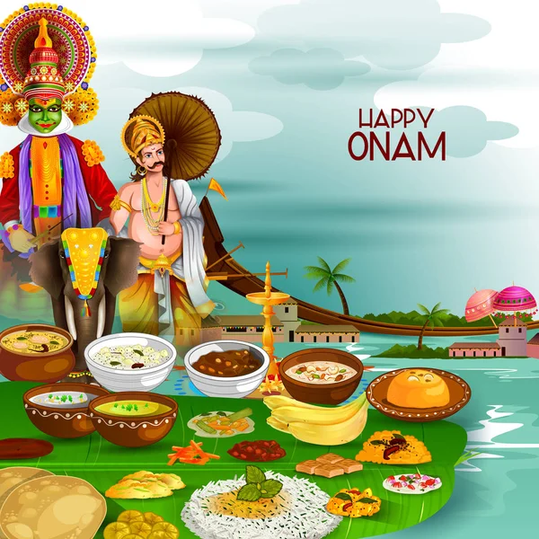 Happy Onam nyaralás Dél-India fesztivál háttere — Stock Vector