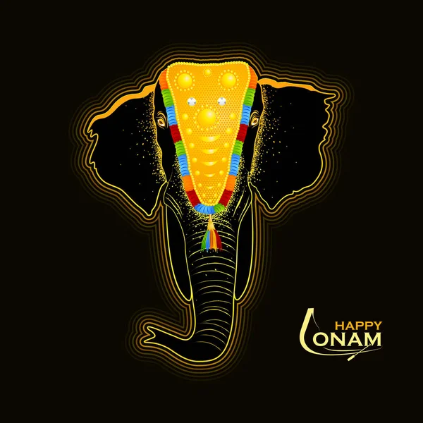 Éléphant décoré pour Happy Onam — Image vectorielle