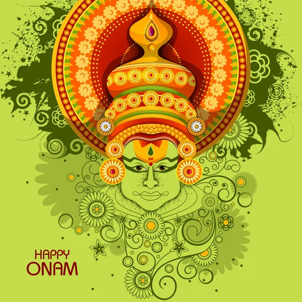 Happy Onam διακοπές για τη Νότια Ινδία φεστιβάλ φόντο — Διανυσματικό Αρχείο