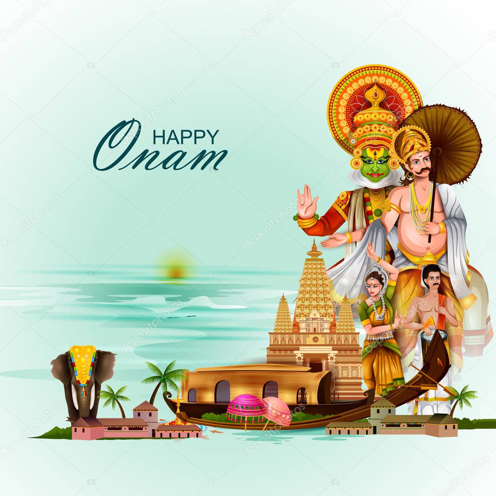 Happy Onam holiday for South India festival background