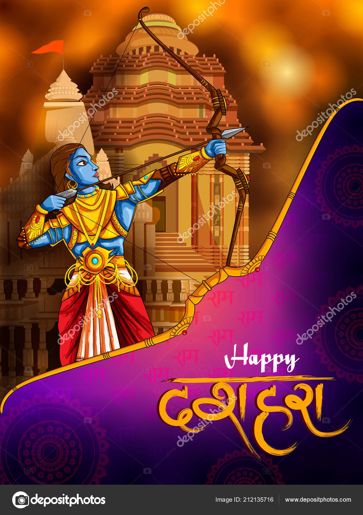 Happy Dussehra background showing festival of India Stock Vector Image by  ©snapgalleria #212135716