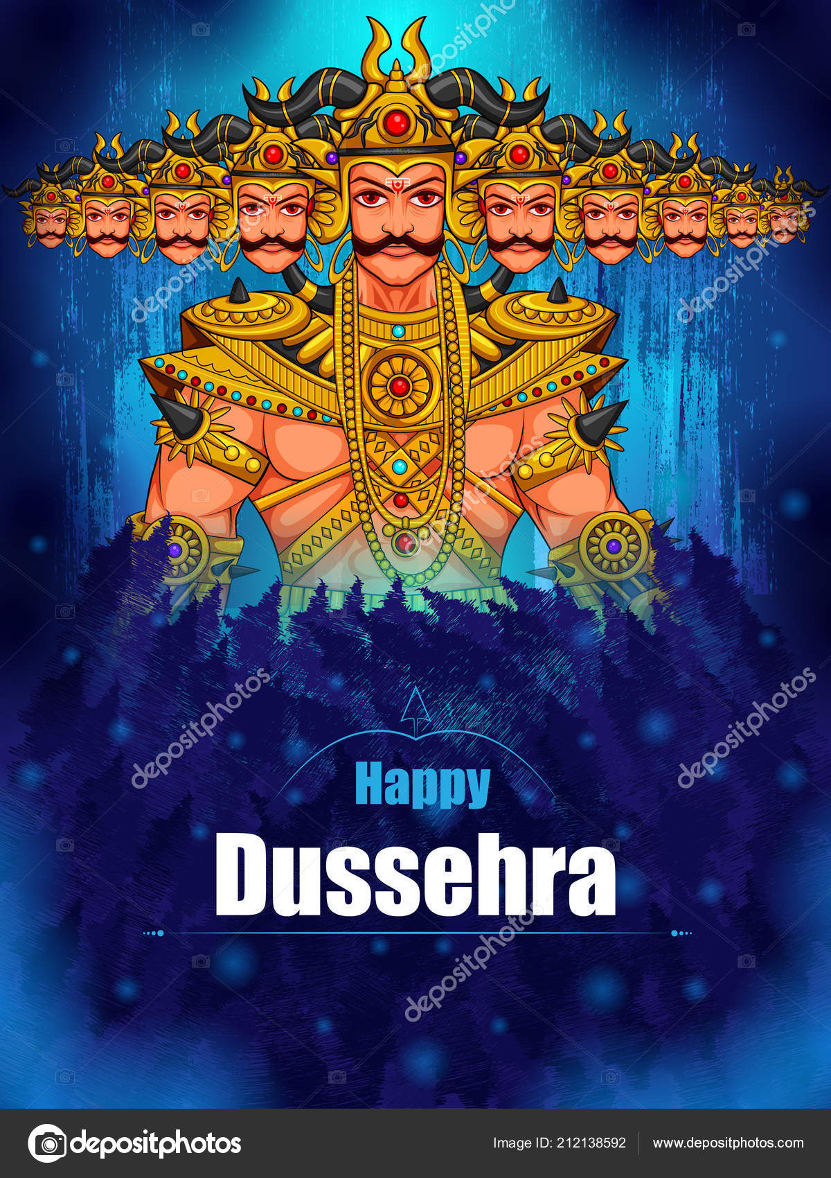 Ravana monster in Happy Dussehra background showing festival of India Stock  Vector Image by ©snapgalleria #212138592