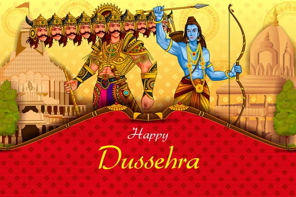 Ευτυχισμένος Dussehra φόντο προβολή Φεστιβάλ της Ινδίας — Διανυσματικό Αρχείο