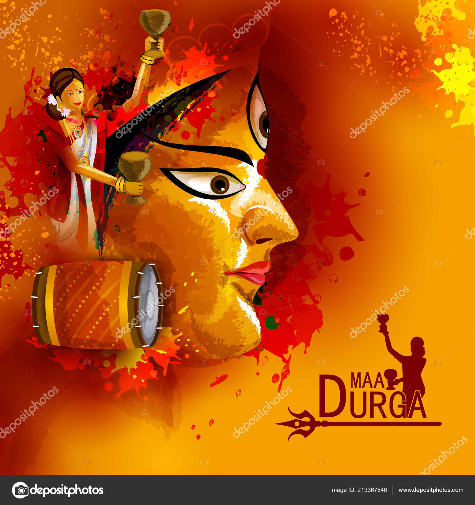 Happy Durga Puja India festival holiday background Stock Vector Image by  ©snapgalleria #213367646
