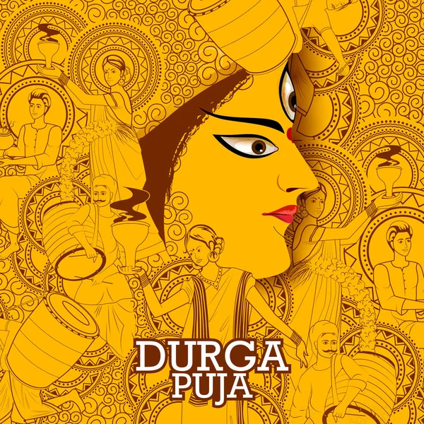 Feliz Durga Puja India festival fondo de vacaciones — Archivo Imágenes Vectoriales