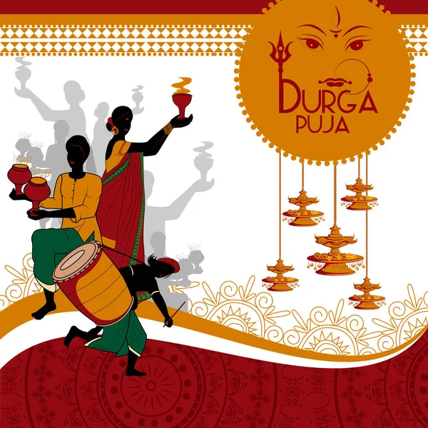 Felice Durga Puja India festival vacanza sfondo — Vettoriale Stock