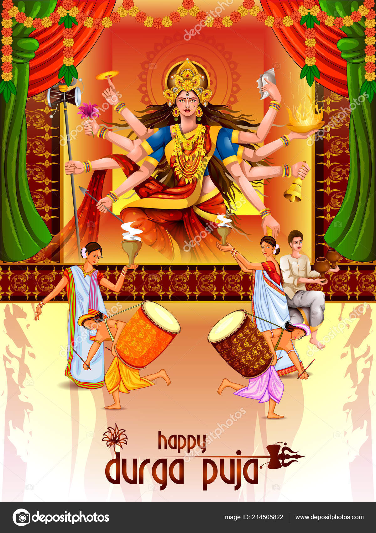 Happy Durga Puja Card PNG Transparent Images Free Download | Vector Files |  Pngtree