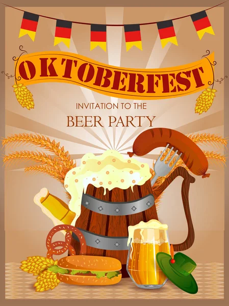 Oktoberfest festival de vacaciones saludo fondo de Alemania — Vector de stock