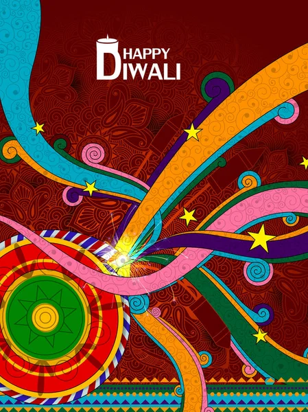 Vektor-Illustration von Feuerwerkskörpern für glücklichen Diwali-Urlaubshintergrund — Stockvektor