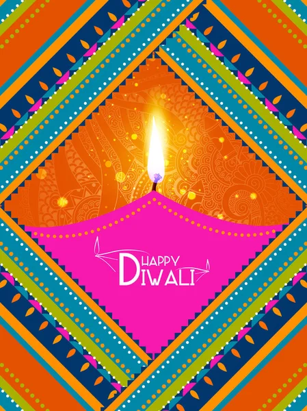 Illustration von dekorierten Diya für glückliche Diwali Urlaub Hintergrund — Stockvektor