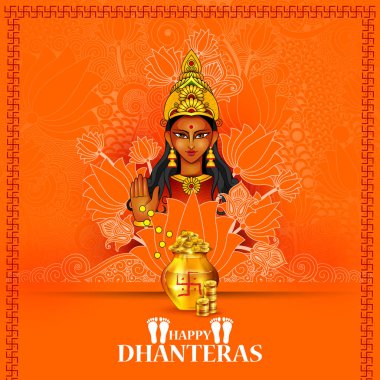 Goddess Lakshmi for Happy Dhanteras Diwali clipart