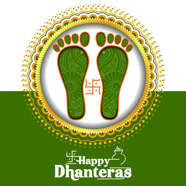 Illustrazione di decorato Happy Dhanteras Diwali sfondo vacanza — Vettoriale Stock