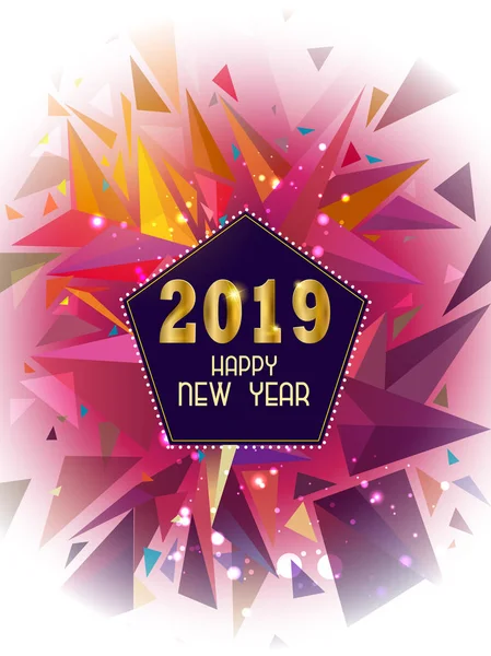 Feliz Año Nuevo 2019 desea un saludo estacional fondo — Vector de stock