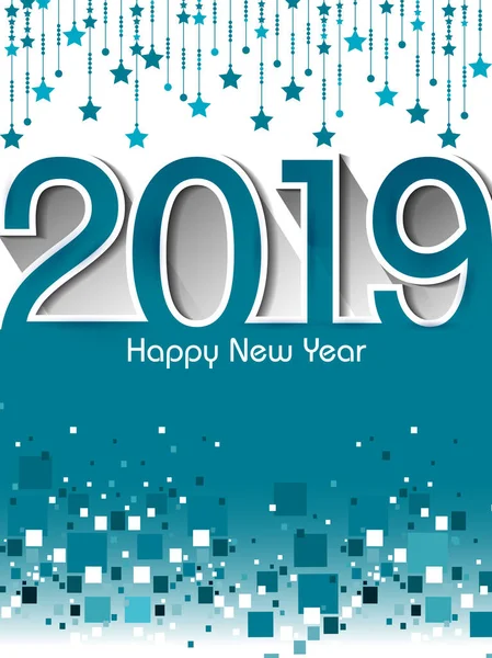 Feliz Año Nuevo 2019 desea un saludo estacional fondo — Vector de stock