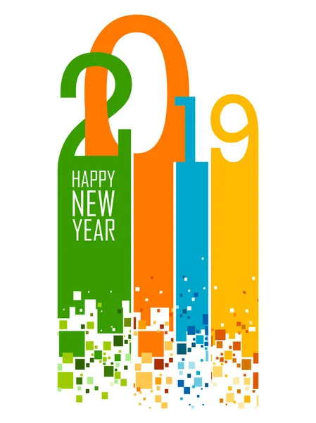 Easy Edit Vector Illustration Happy New Year 2019 Wishes Seasonal — Stock Vector