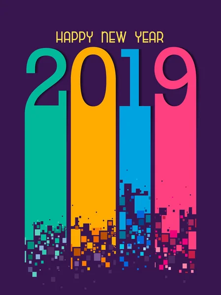 Feliz Año Nuevo 2019 desea un saludo estacional fondo — Vector de stock