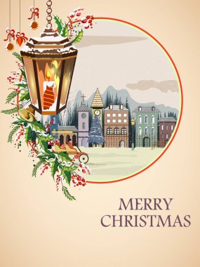 Neşeli Noel tatili için karlı manzara kış arka plan