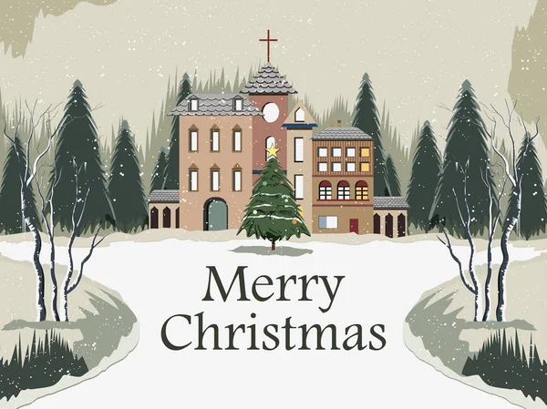 Paysage enneigé fond d'hiver pour Joyeux Noël Vacances — Image vectorielle