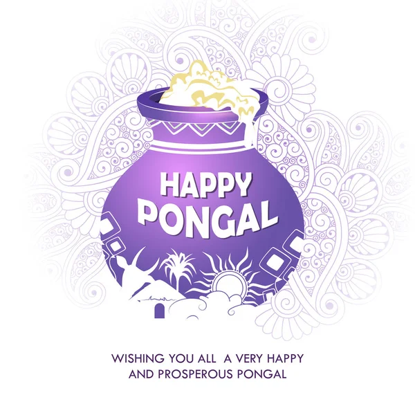 Happy Pongal Festival von Tamil Nadu Indien Hintergrund — Stockvektor