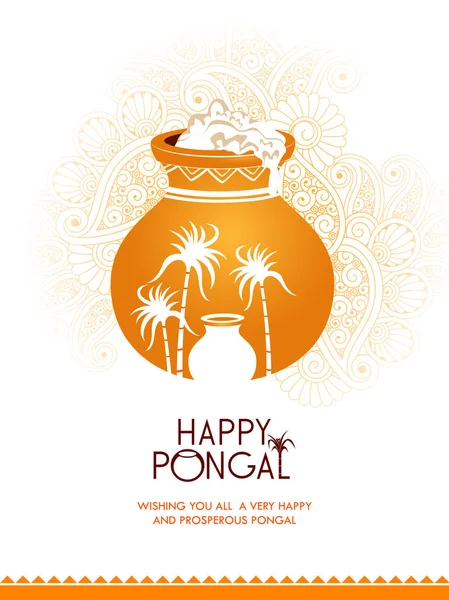 Tamil Nadu Hindistan 'ın Mutlu Pongal Festivali — Stok Vektör