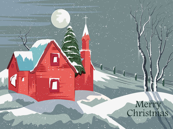 Снежный пейзаж зимой фон для веселого Рождества
