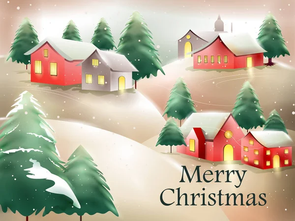 雪景圣诞节的冬季背景圣诞快乐假期 — 图库矢量图片