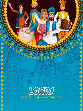 Punjab Hindistan 'daki mutlu Lohri festivali