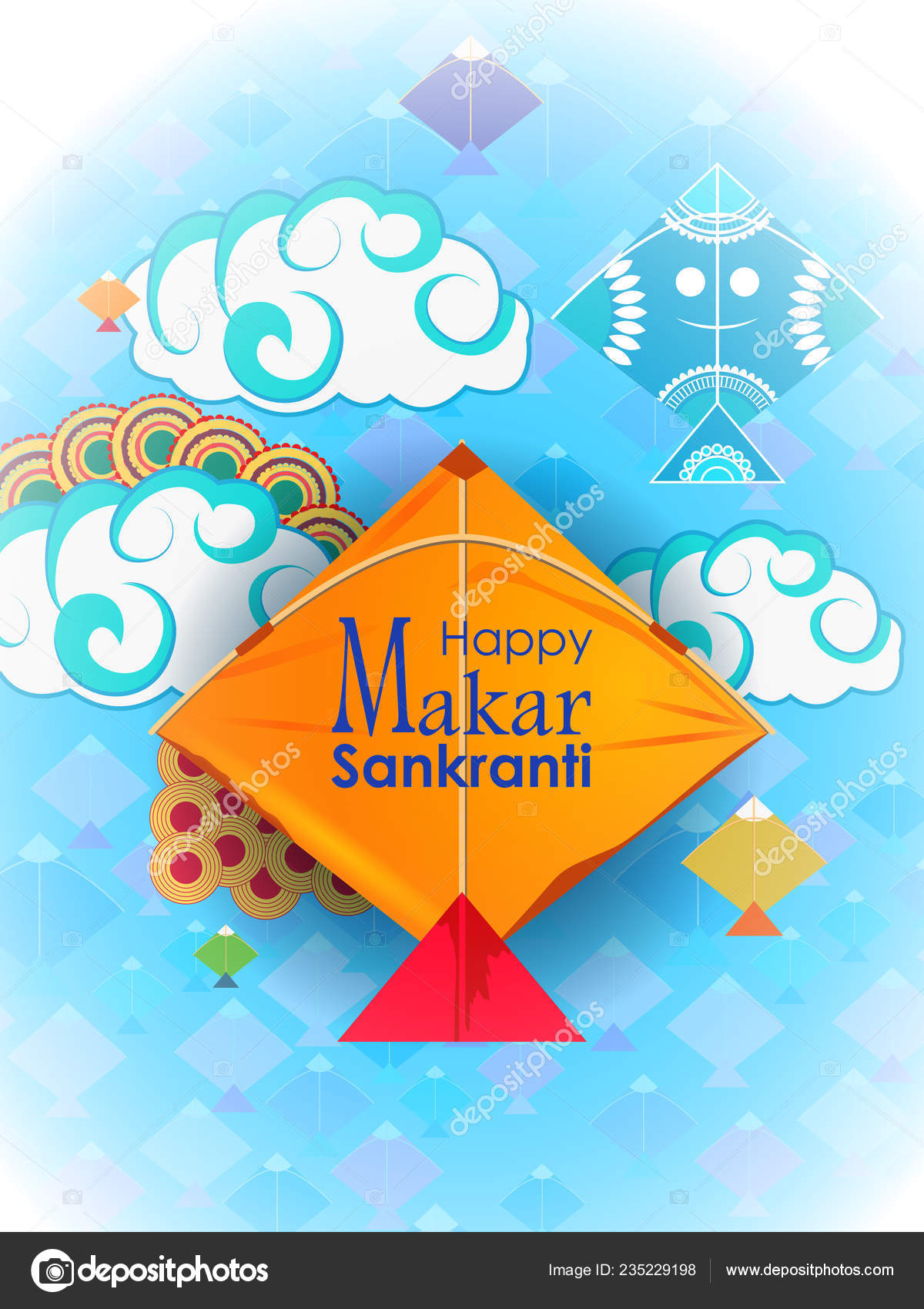 Happy Makar Sankranti background with colorful kite Stock Vector Image by  ©snapgalleria #235229198
