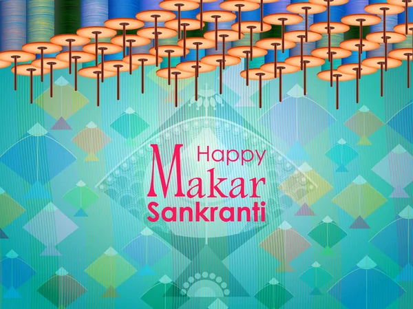 Happy Makar Sankranti fond avec cerf-volant coloré — Image vectorielle