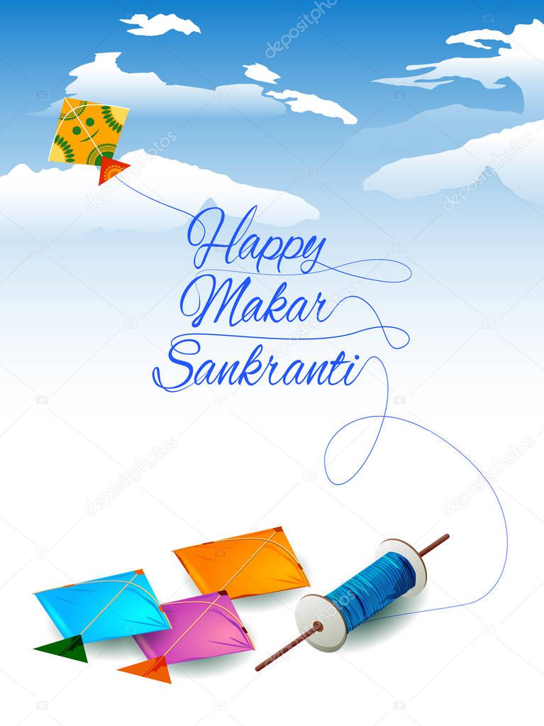 Happy Makar Sankranti background with colorful kite