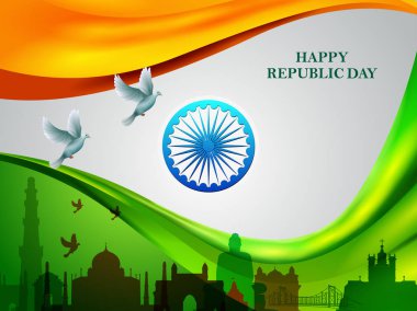 Happy Republic Day of India tricolor background for 26 January clipart