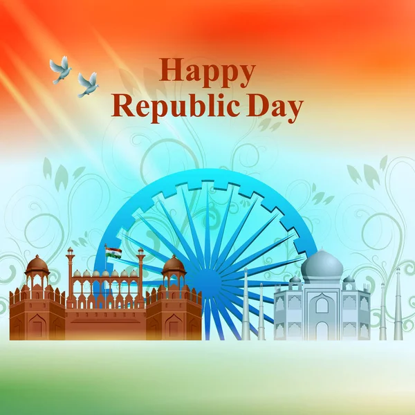Happy Republic Day of India fond tricolore pour le 26 Janvier — Image vectorielle