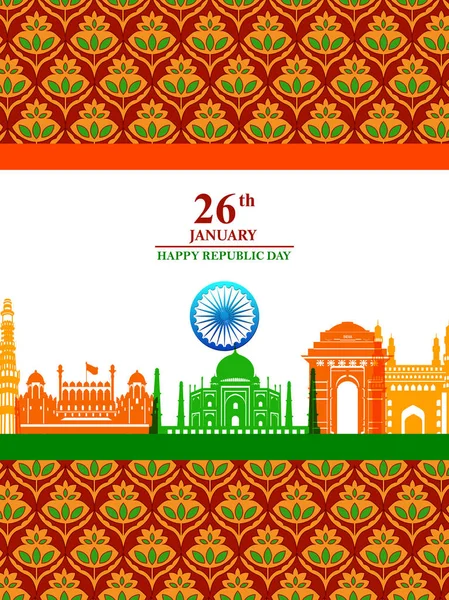 Happy Republic Day of India fond tricolore pour le 26 Janvier — Image vectorielle