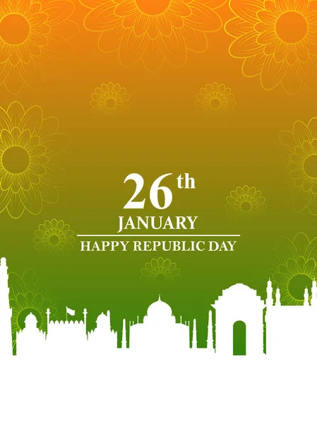 Happy Republic Day of India fond tricolore pour le 26 Janvier — Image vectorielle