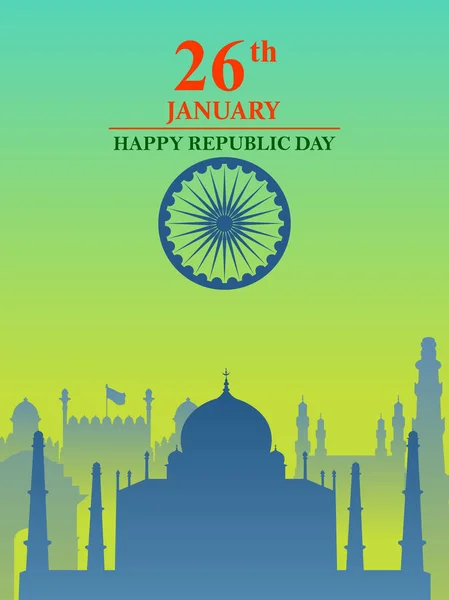 Feliz Día de la República de la India fondo tricolor para 26 Enero — Vector de stock