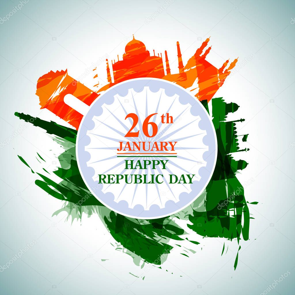 Happy Republic Day of India tricolor background for 26 January