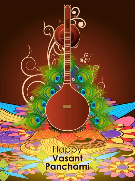 Istennő Saraswati a Tímea Panchami Puja, India — Stock Vector