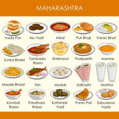 resimde Maharashtra India lezzetli geleneksel yemekler