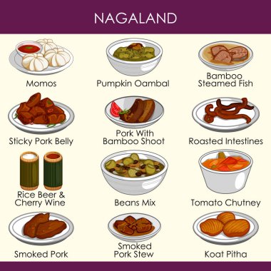 resimde Nagaland Hindistan'ın lezzetli geleneksel yemekler